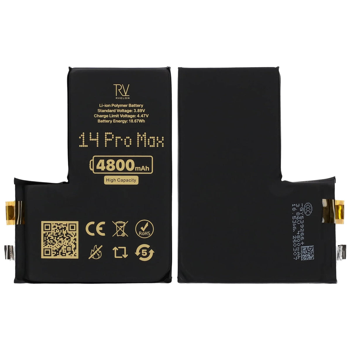 Rvelon Batteri til iPhone 14 Pro Max 4800mAh uten flexkabel
