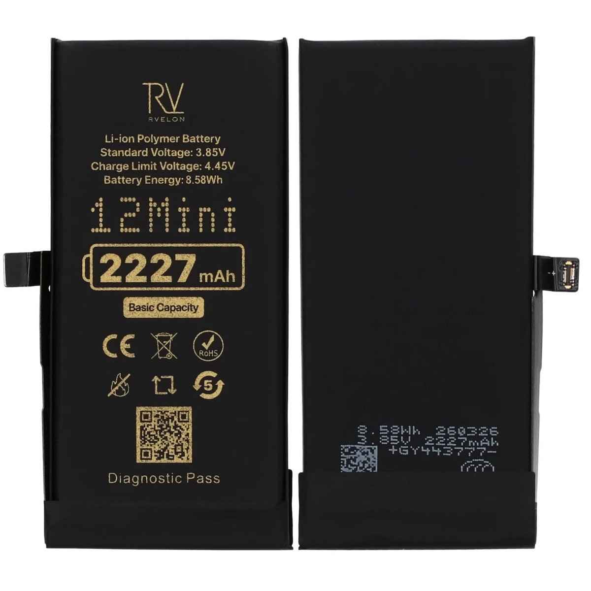Rvelon Batteri for iPhone 12 Mini – 2227 mAh Original kapasitet