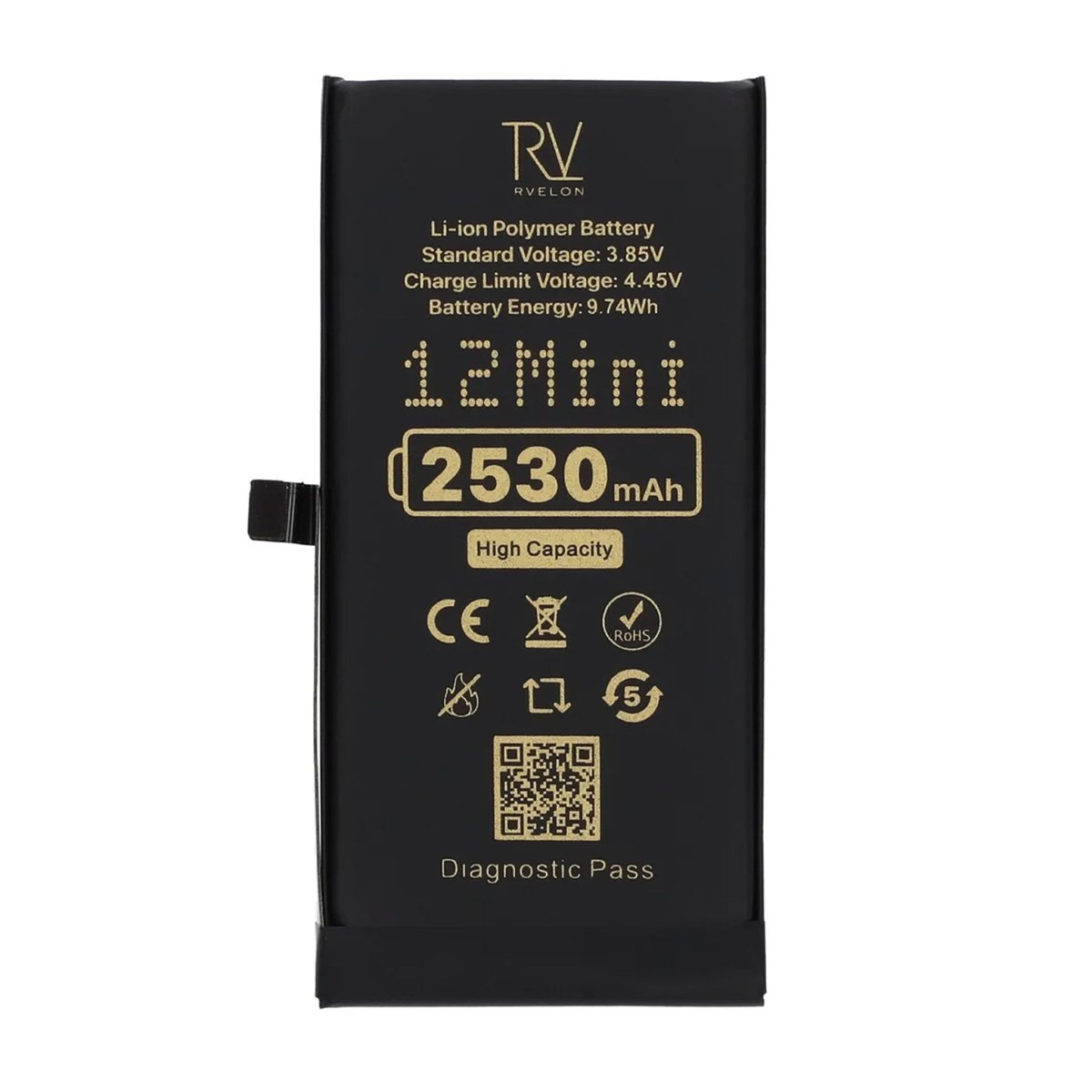 Rvelon Batteri for iPhone 12 Mini – 2530 mAh Høy kapasitet