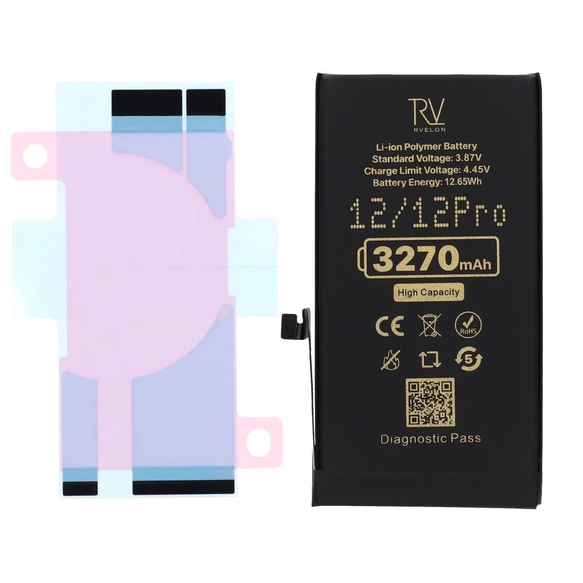 Rvelon Batteri for iPhone 12 og iPhone 12 Pro – 3270 mAh Høy kapasitet
