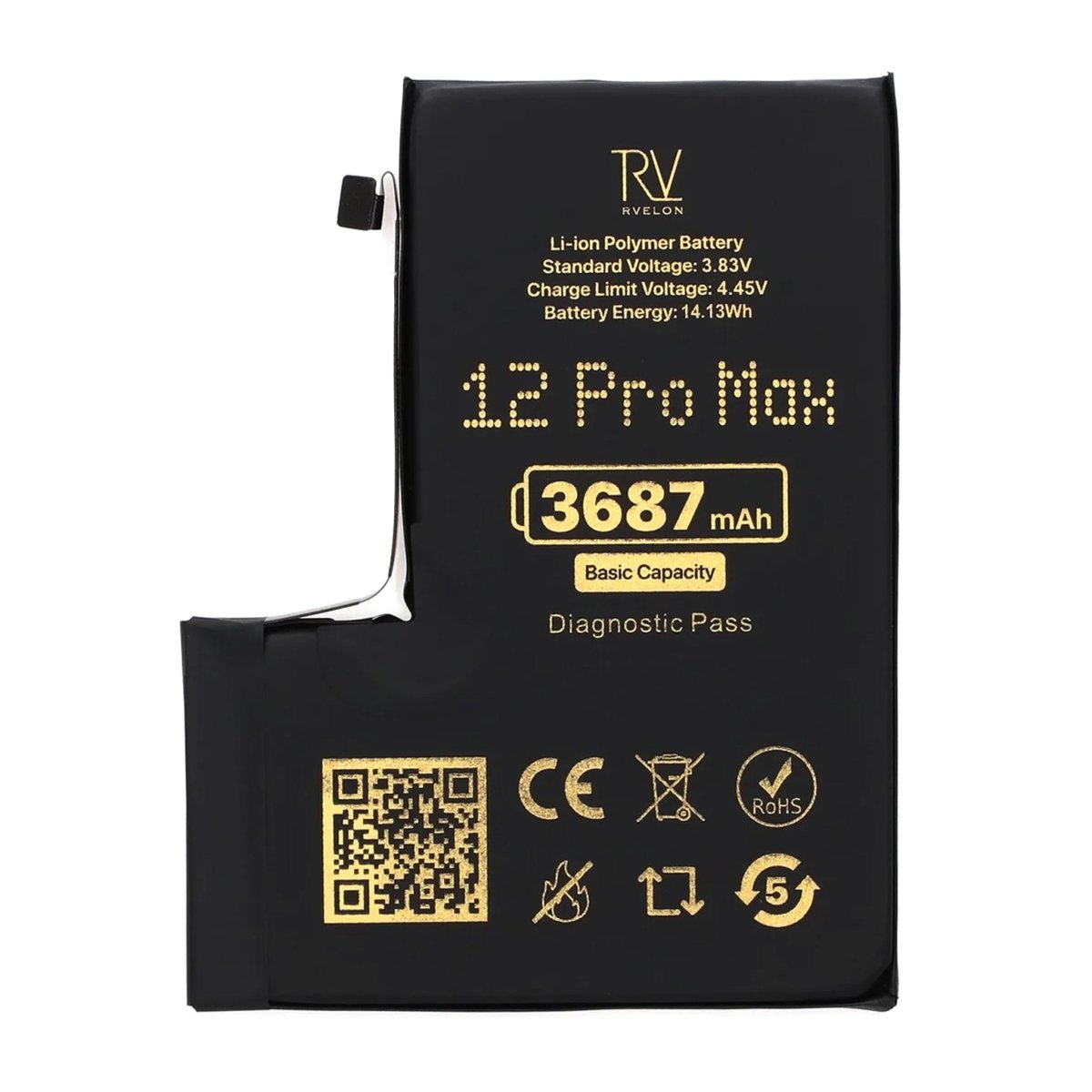 Rvelon Batteri for iPhone 12 Pro Max – 3687 mAh Original kapasitet