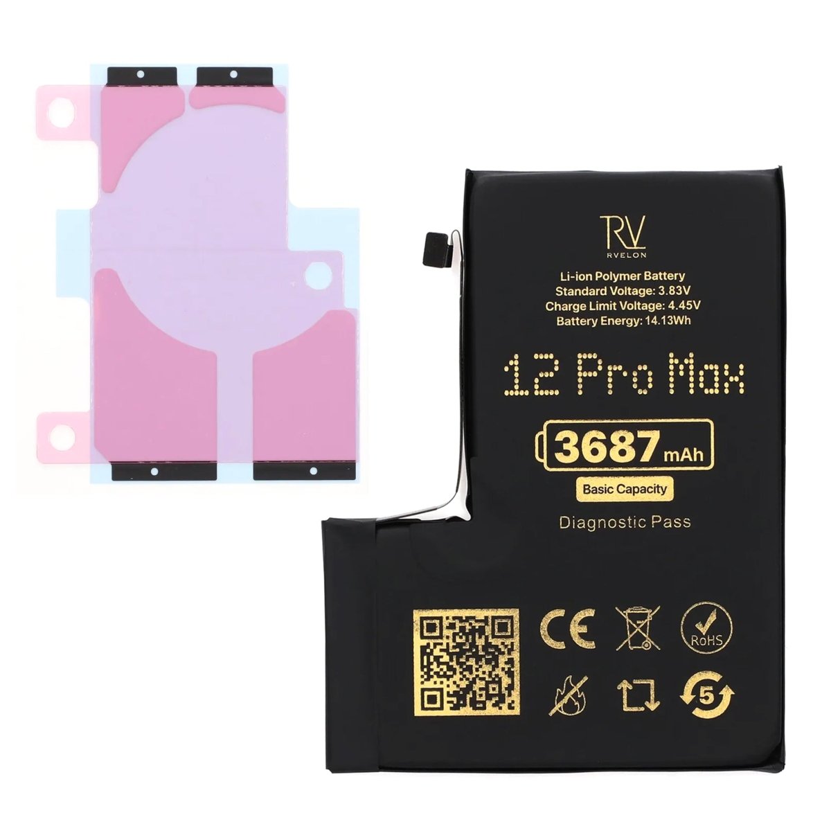 Rvelon Batteri for iPhone 12 Pro Max – 3687 mAh Original kapasitet