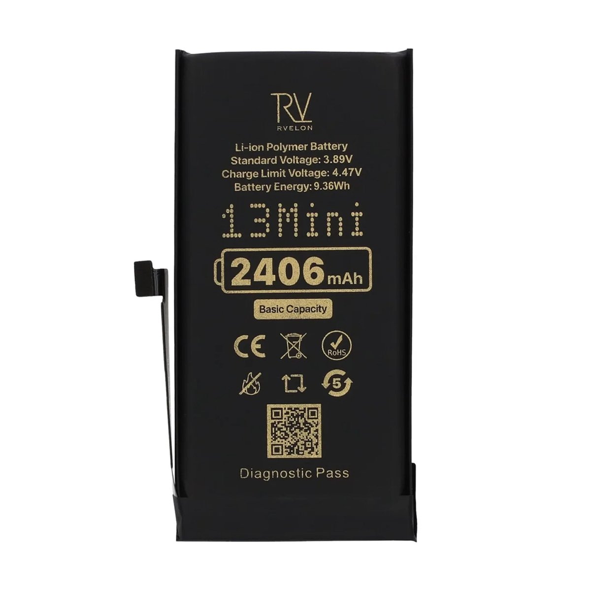 Rvelon Batteri for iPhone 13 Mini – 2406 mAh original kapasitet