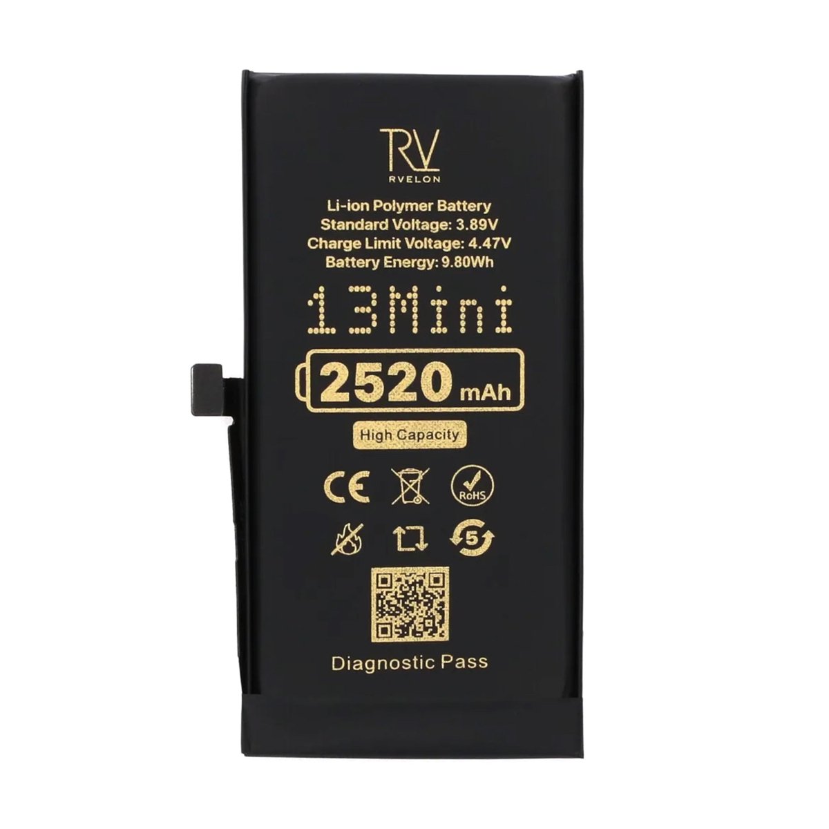 Rvelon Batteri for iPhone 13 Mini – 2520 mAh høy kapasitet