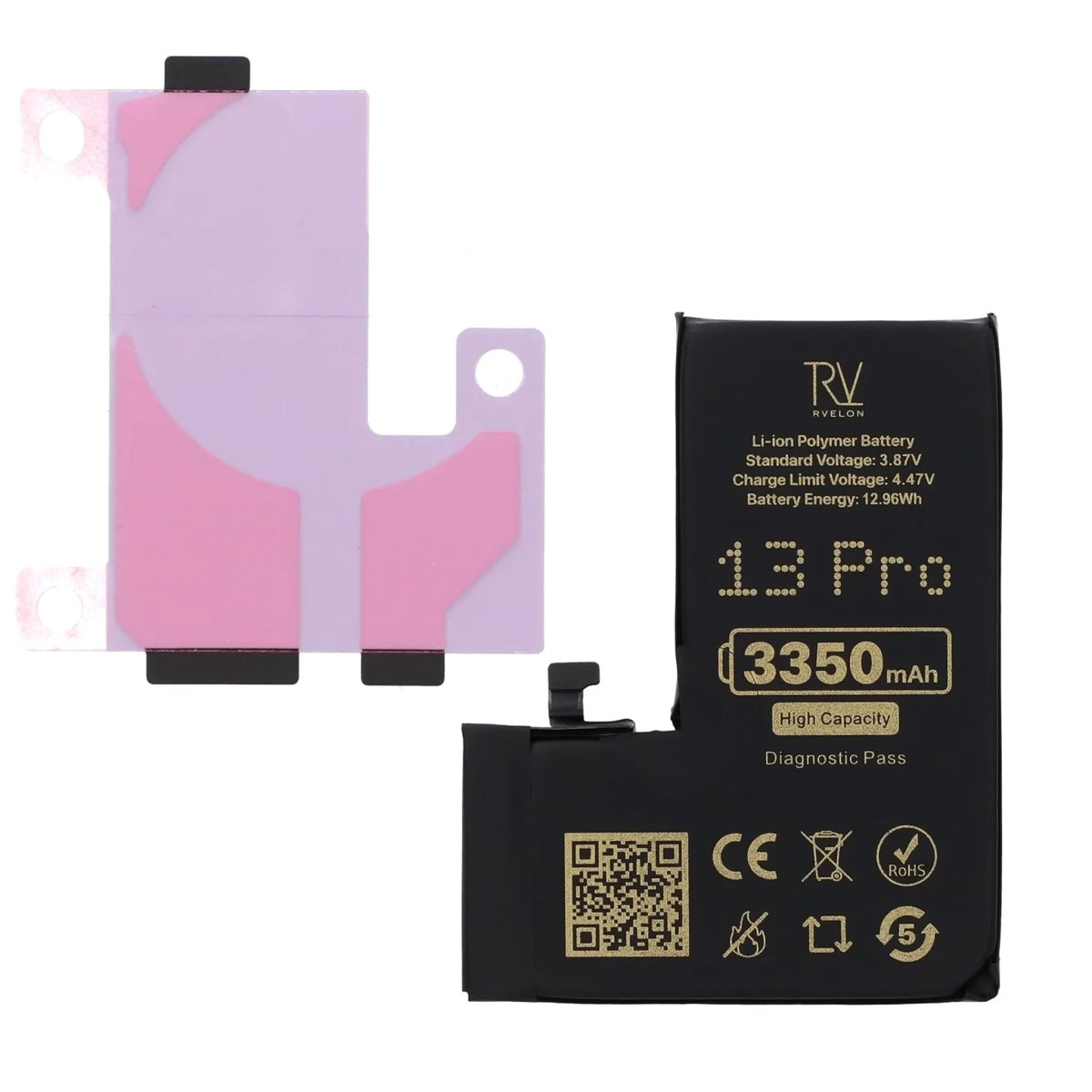 Rvelon Batteri for iPhone 13 Pro – 3350 mAh høy kapasitet