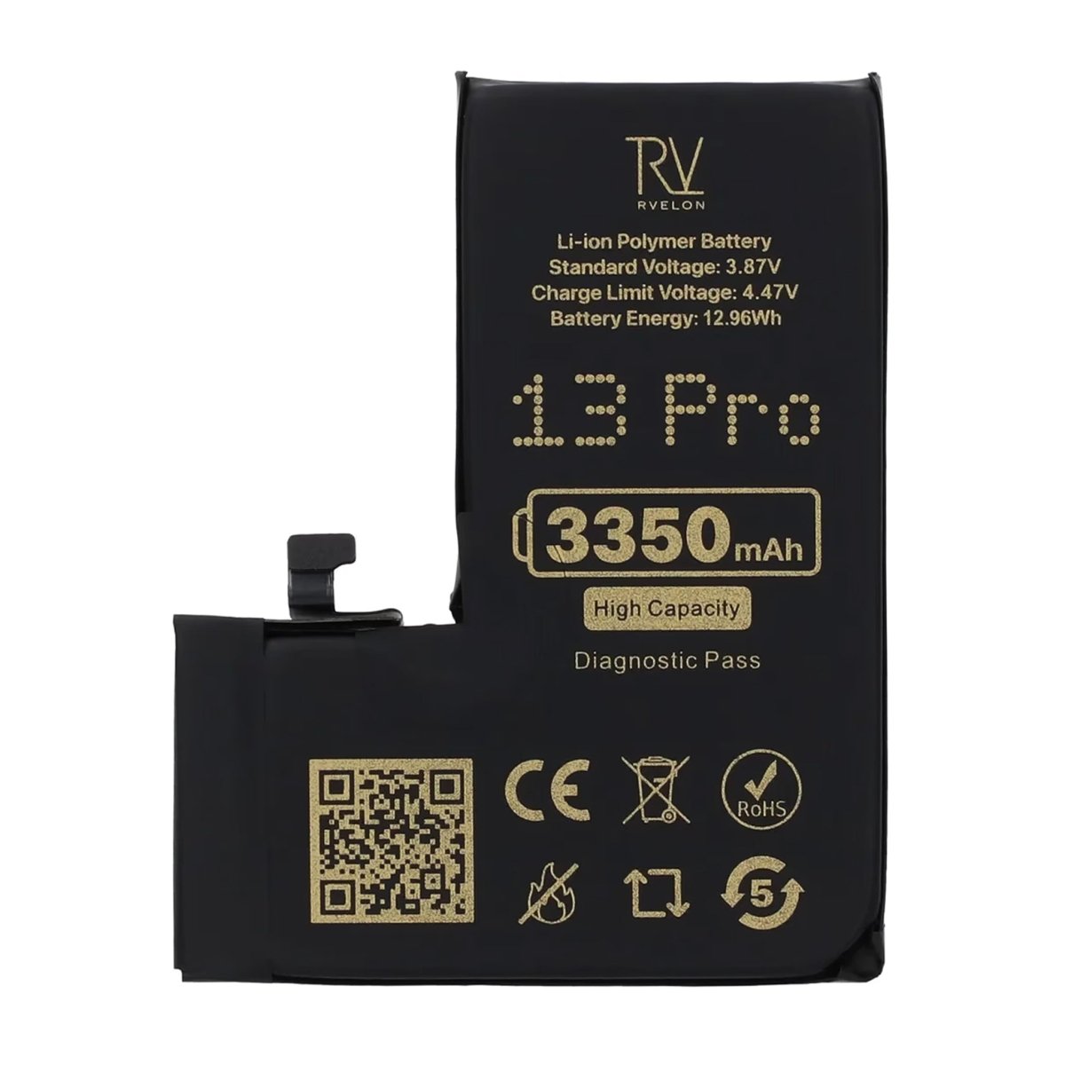 Rvelon Batteri for iPhone 13 Pro – 3350 mAh høy kapasitet