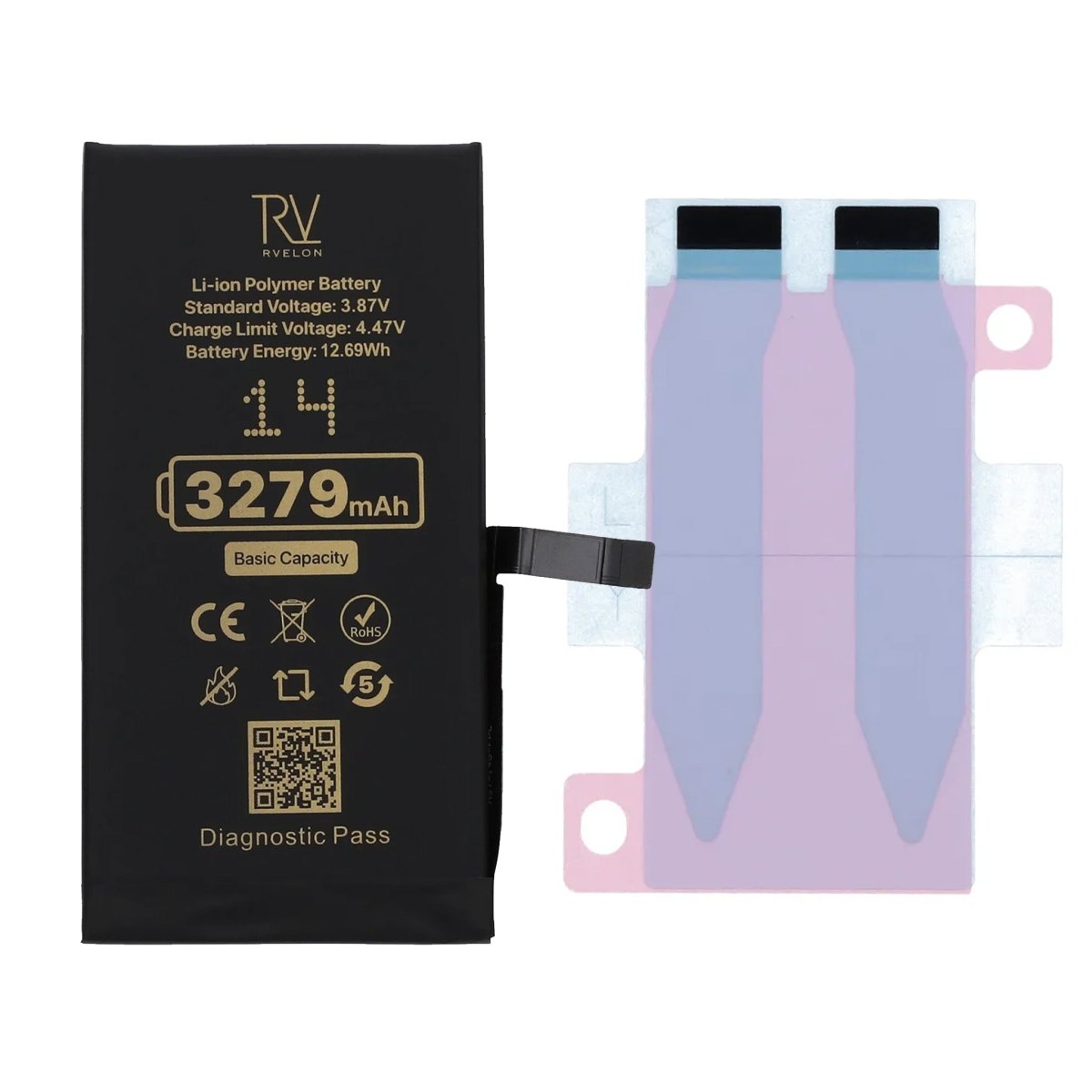 Rvelon Batteri for iPhone 14 – 3279 mAh original kapasitet
