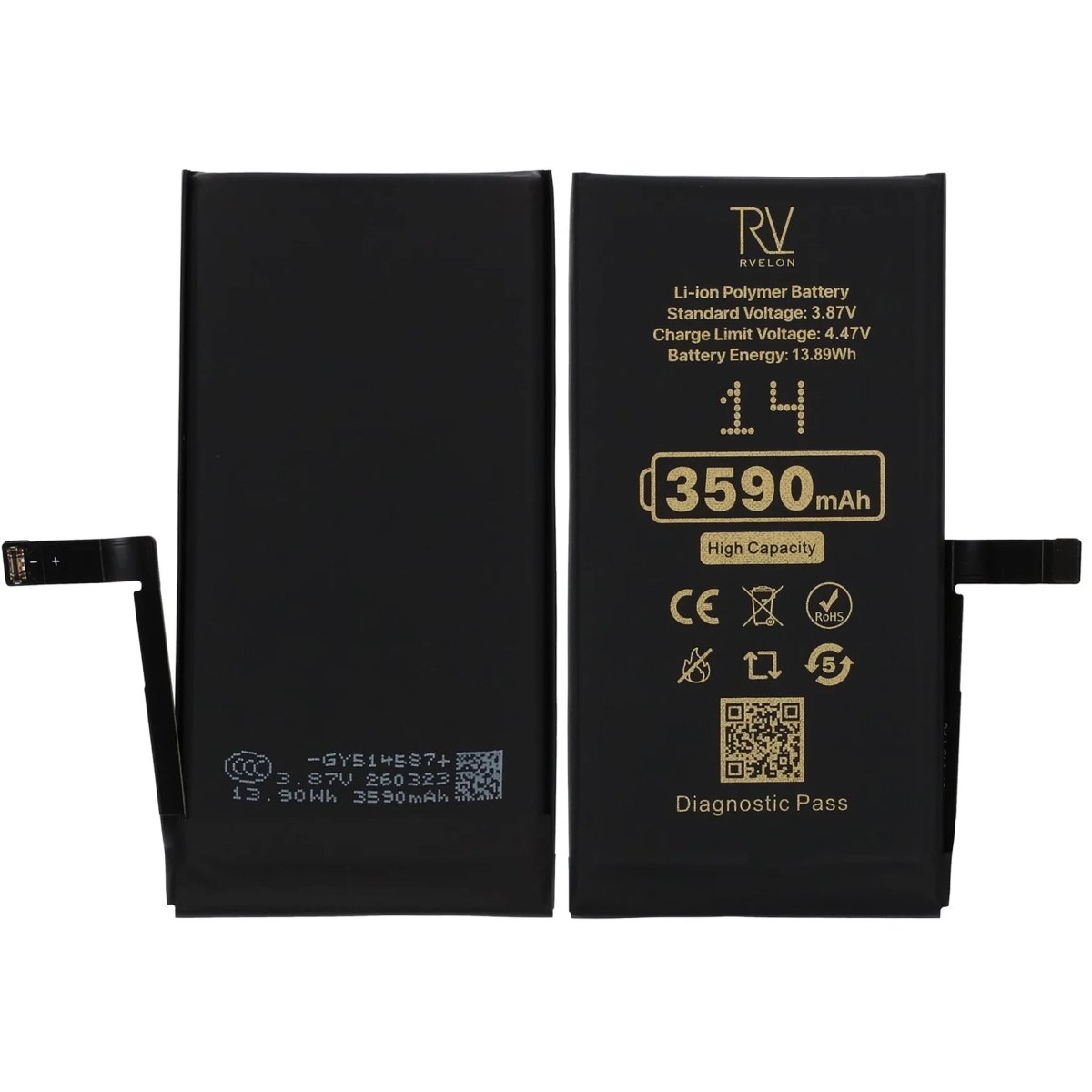 Rvelon Batteri for iPhone 14 – 3590 mAh høy kapasitet