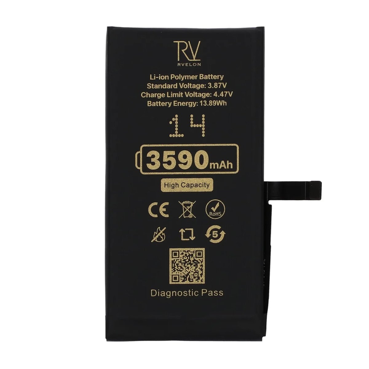 Rvelon Batteri for iPhone 14 – 3590 mAh høy kapasitet