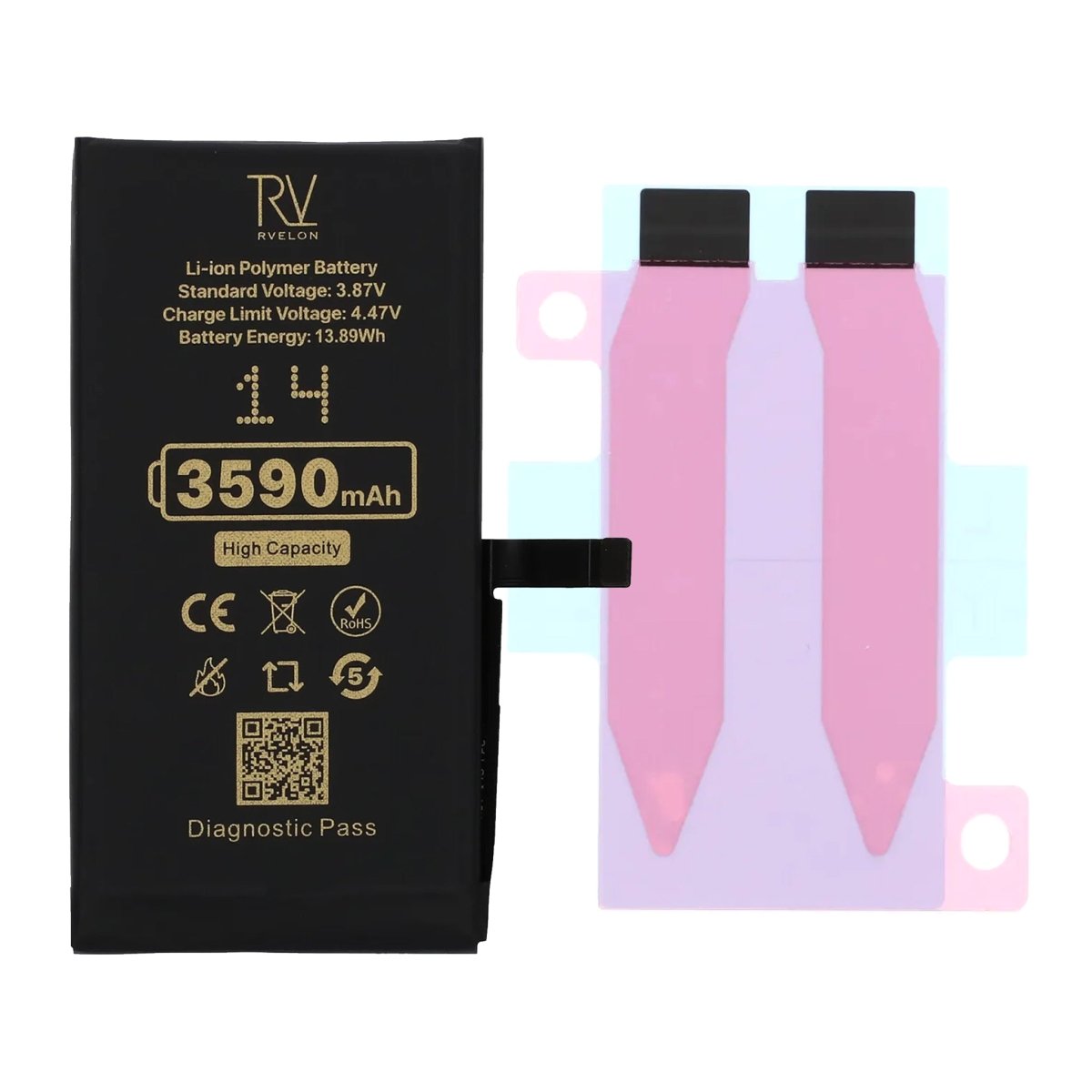Rvelon Batteri for iPhone 14 – 3590 mAh høy kapasitet