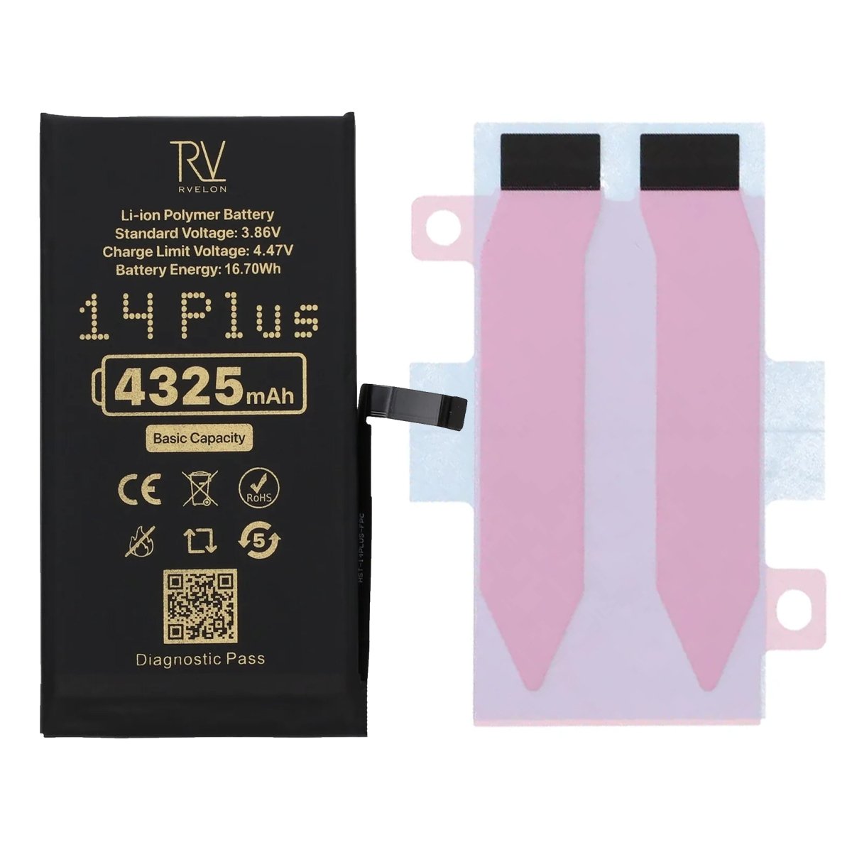 Rvelon Batteri for iPhone 14 Plus – 4325 mAh original kapasitet