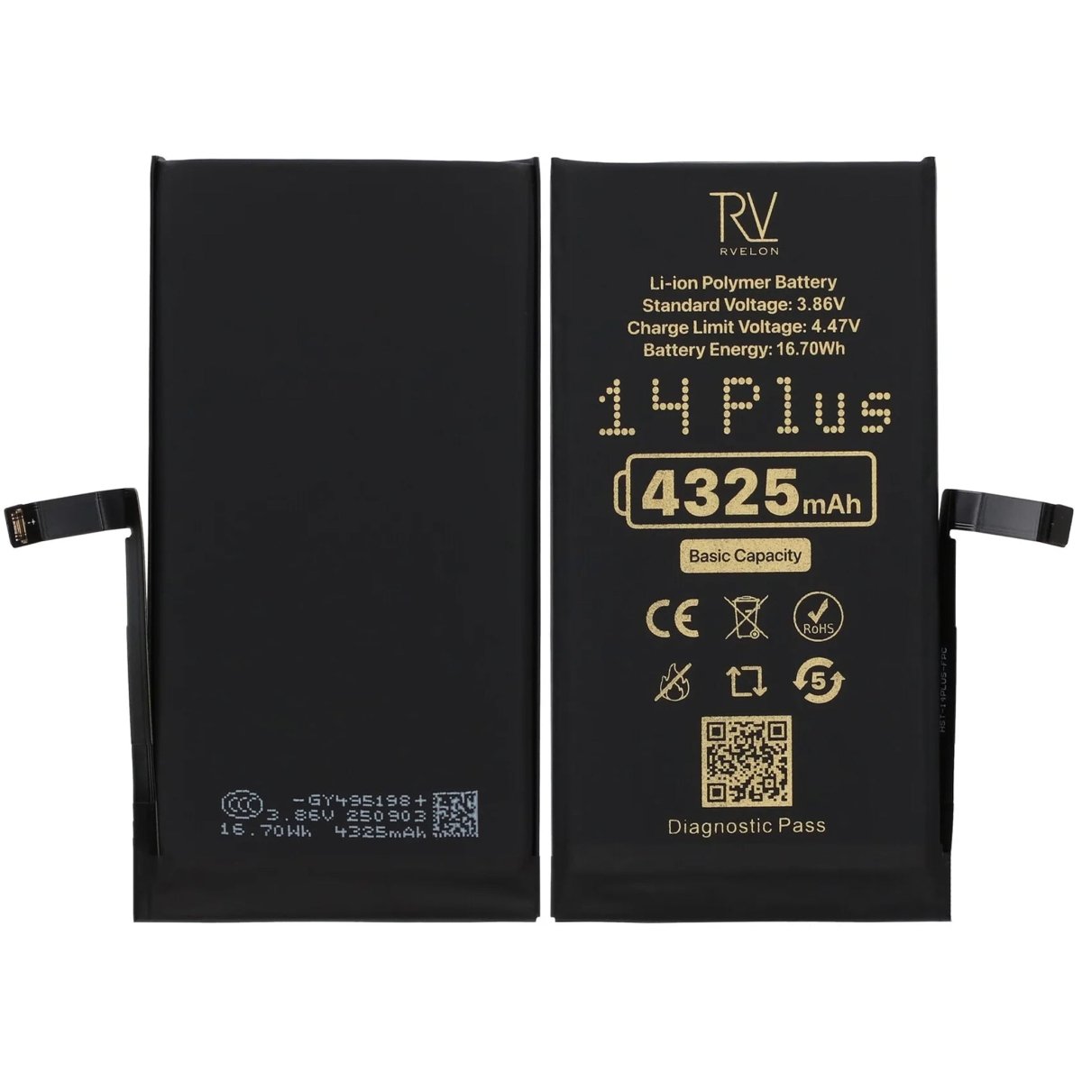 Rvelon Batteri for iPhone 14 Plus – 4325 mAh original kapasitet