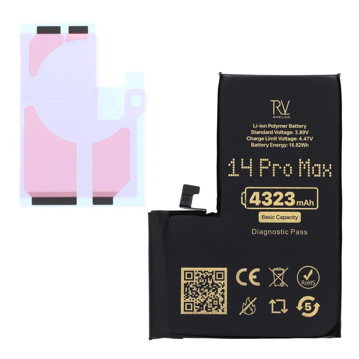 Rvelon Batteri for iPhone 14 Pro Max – 4323 mAh original kapasitet