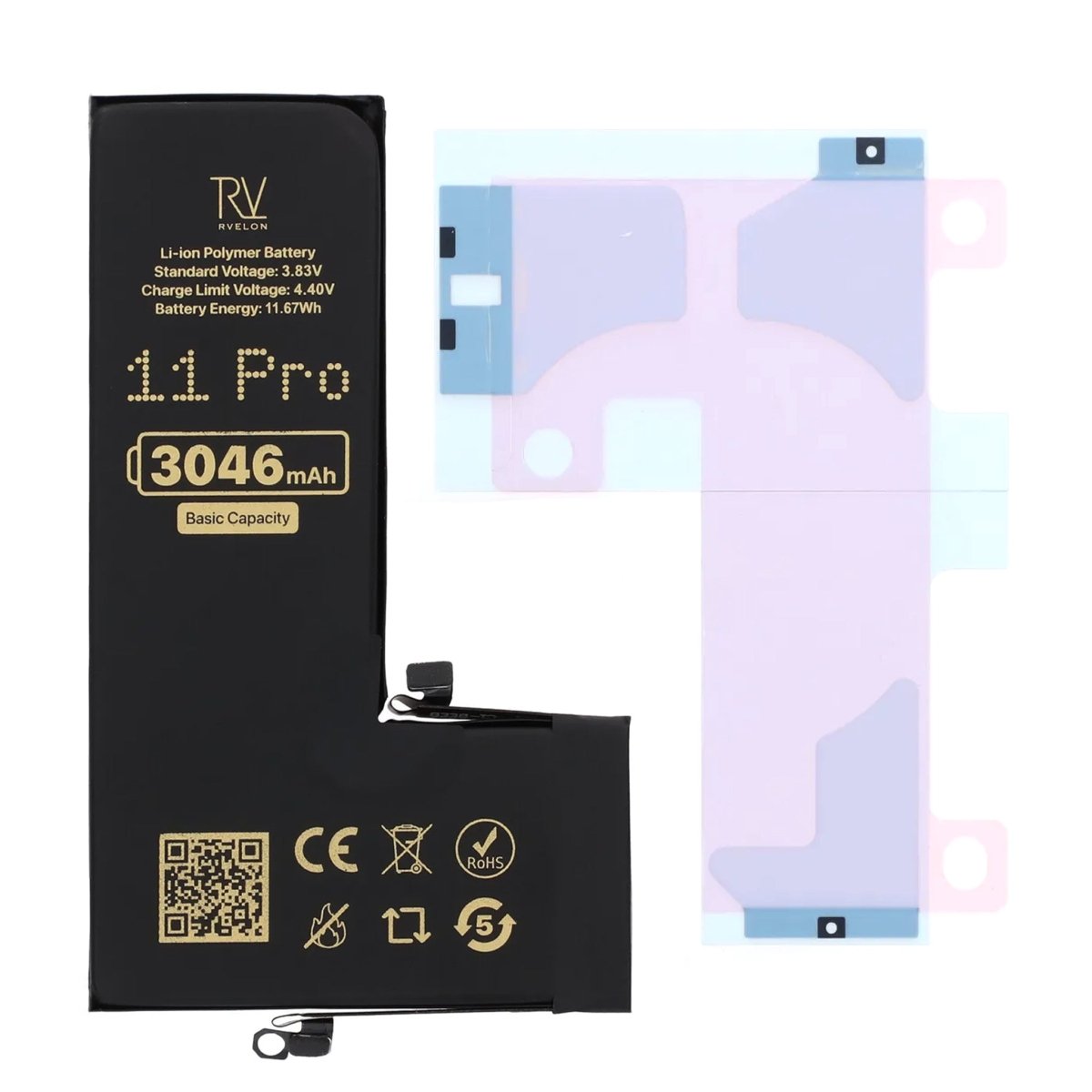 Rvelon Premium-batteri til iPhone 11 Pro – 3046mAh