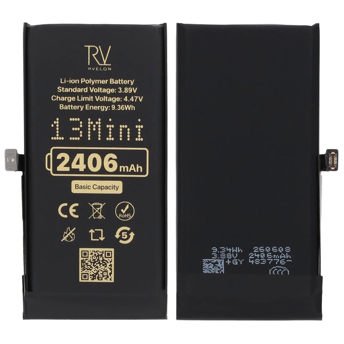 Rvelon Premium-batteri til iPhone 13 Mini – 2406mAh