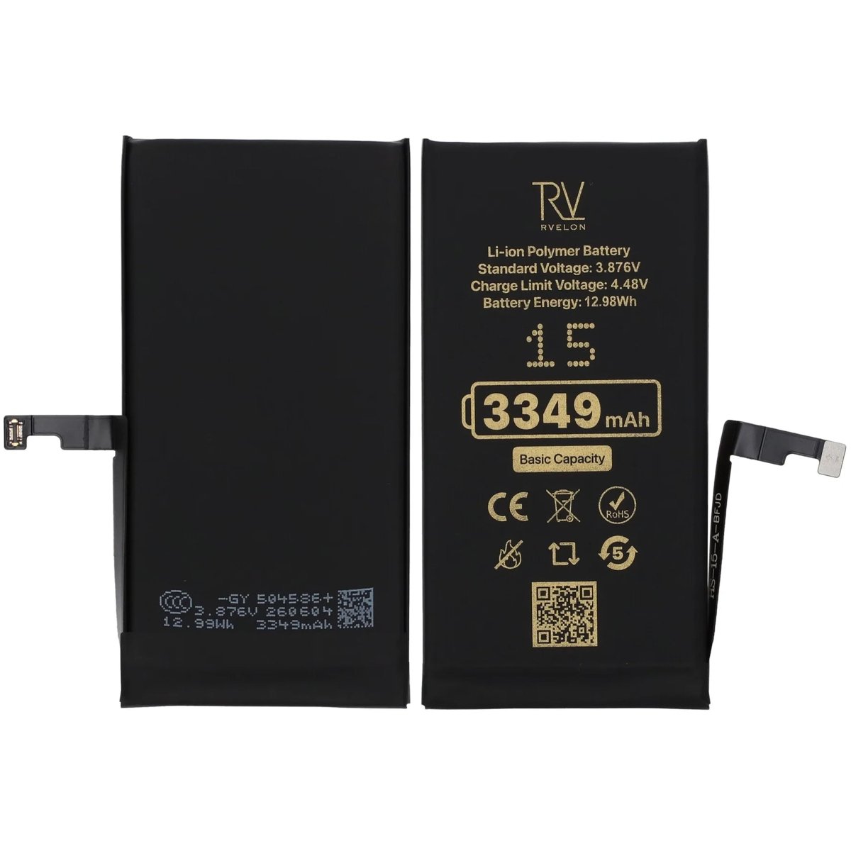 Rvelon Premium Batteri for iPhone 15 – 3349mAh