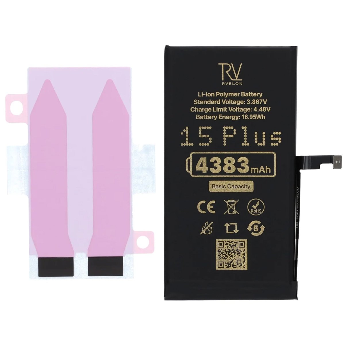 Rvelon Premium Batteri for iPhone 15 Plus – 4383mAh