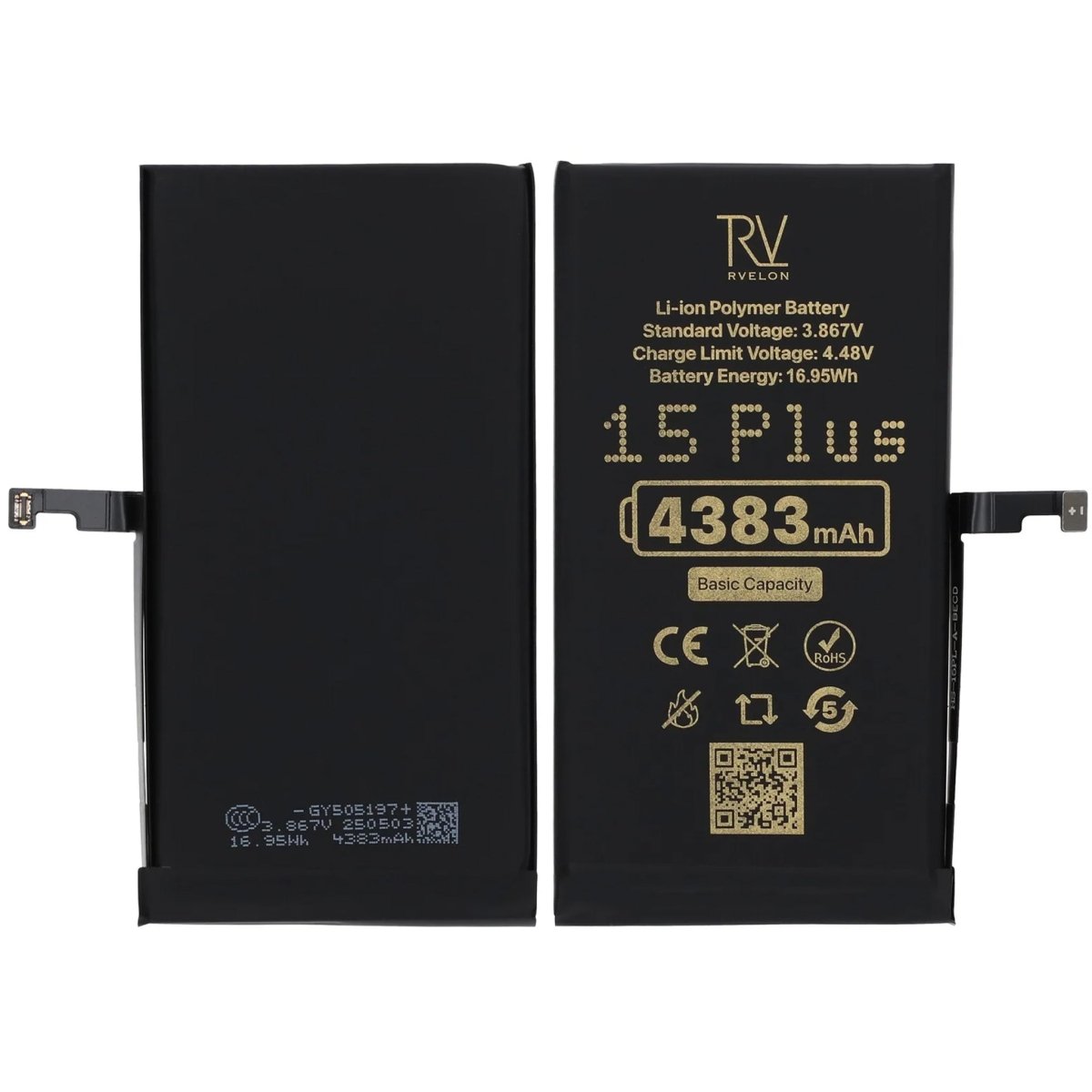 Rvelon Premium Batteri for iPhone 15 Plus – 4383mAh