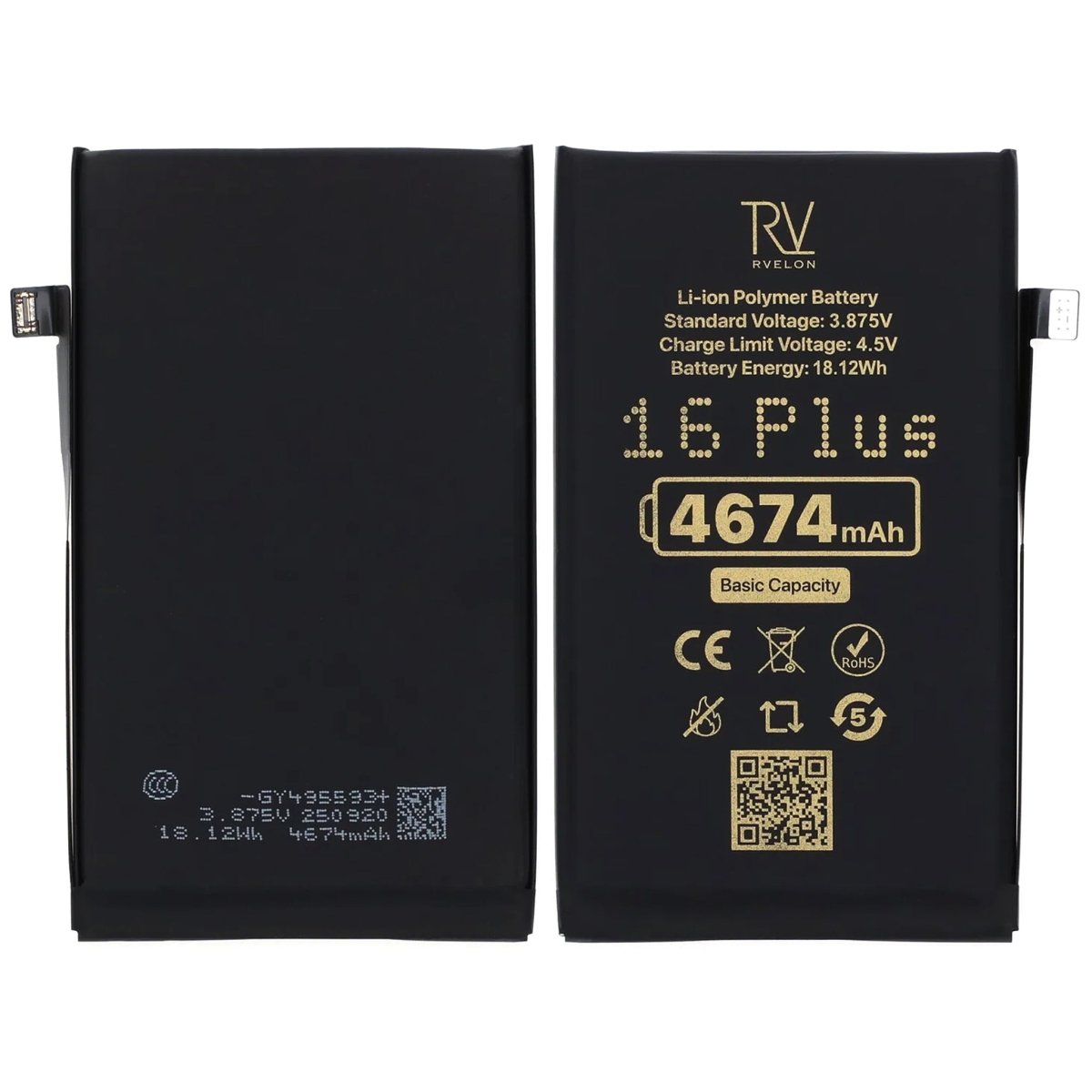 Rvelon Premium Batteri for iPhone 16 Plus – 4674mAh