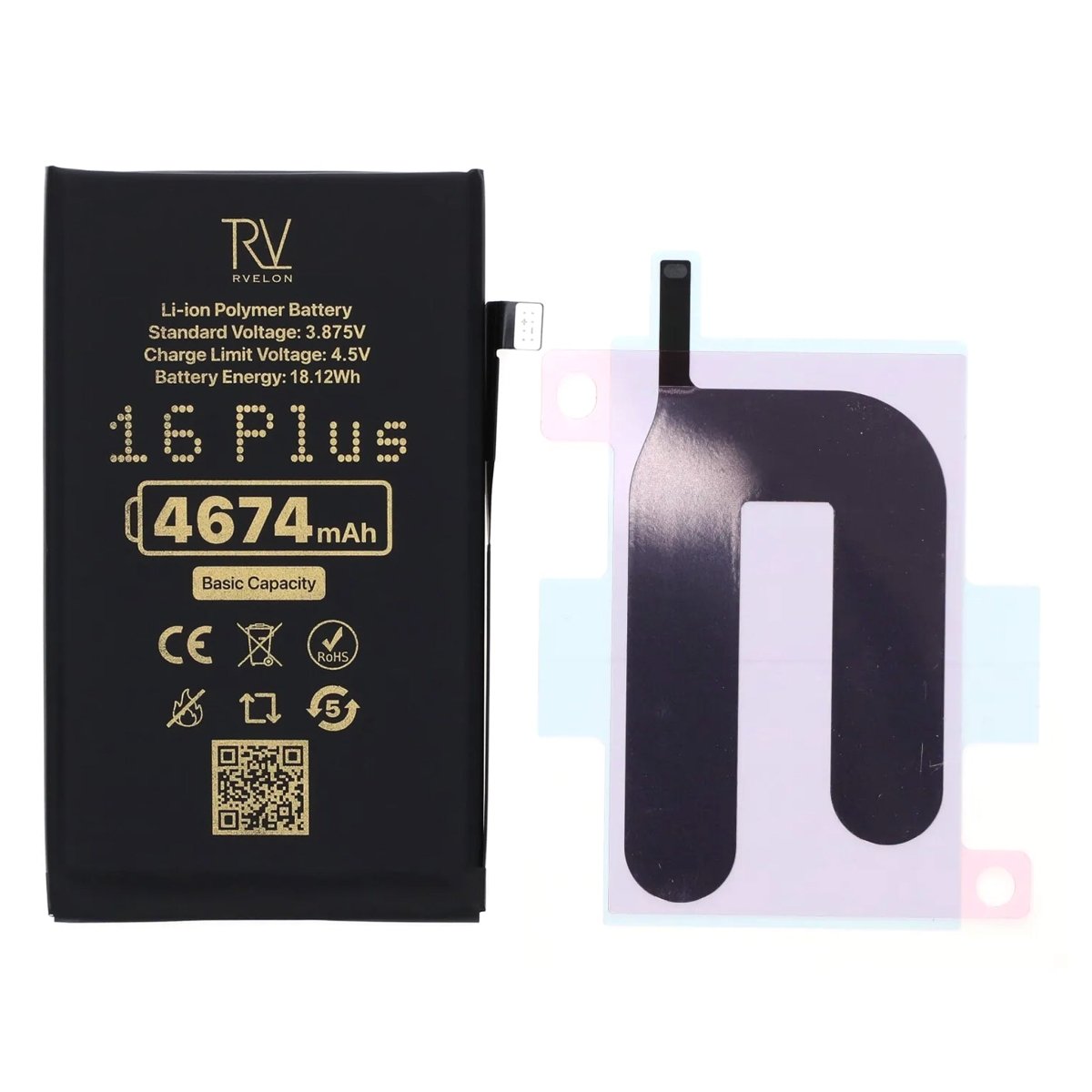 Rvelon Premium Batteri for iPhone 16 Plus – 4674mAh