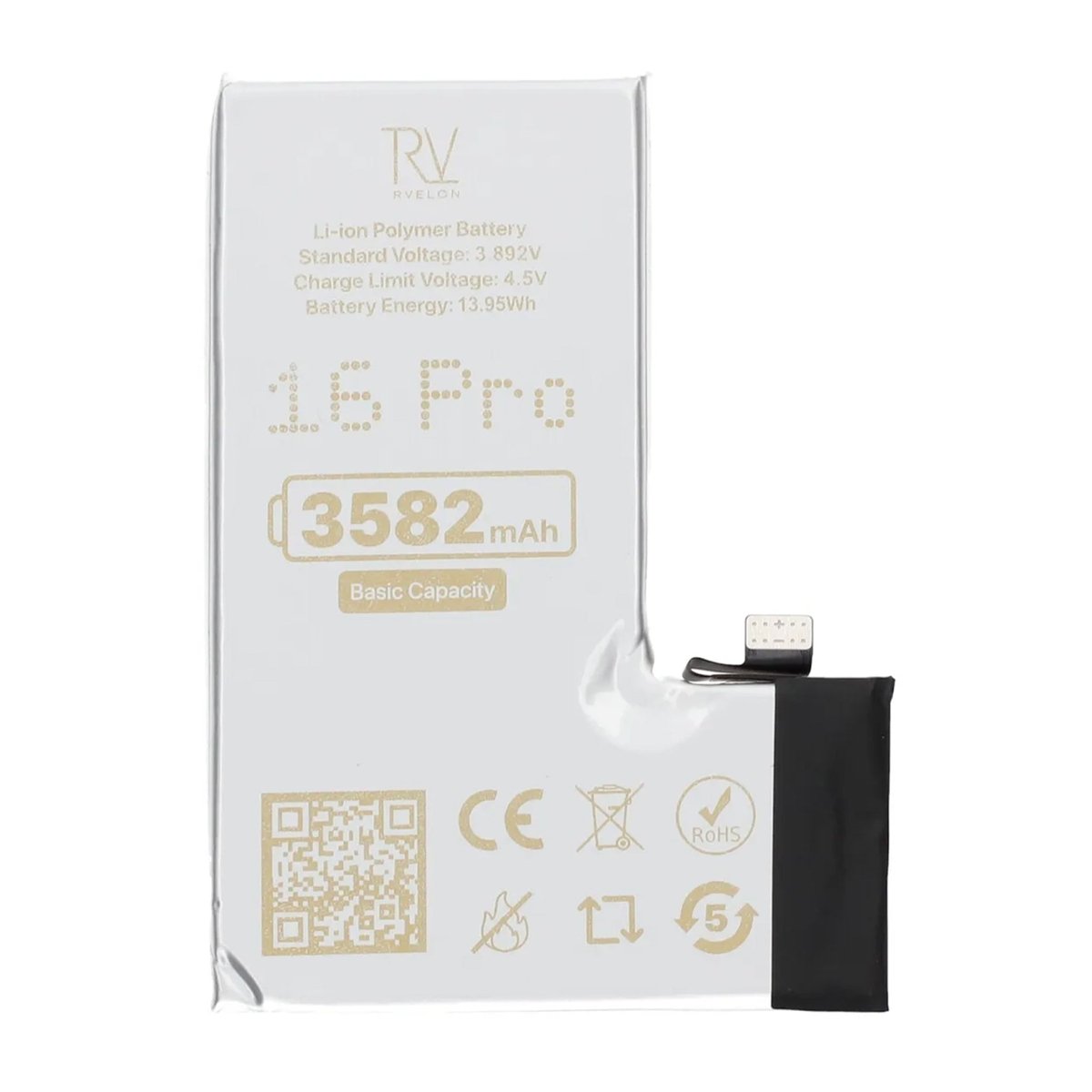 Rvelon Premium Batteri for iPhone 16 Pro – 3582mAh