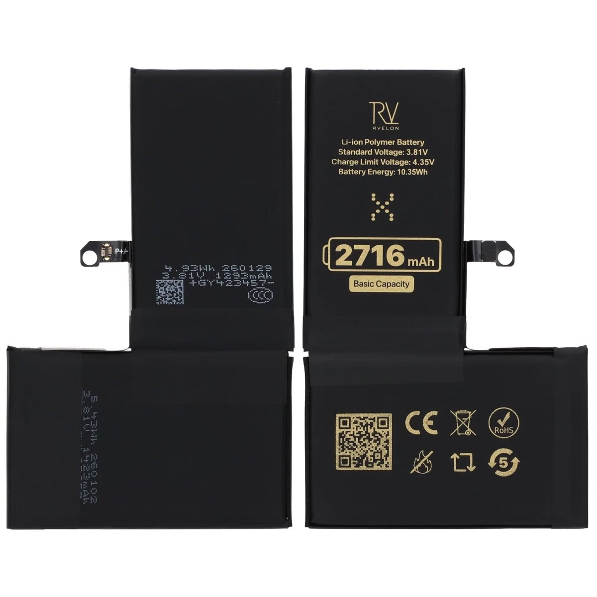 Rvelon Premium Batteri for iPhone X – 2716mAh