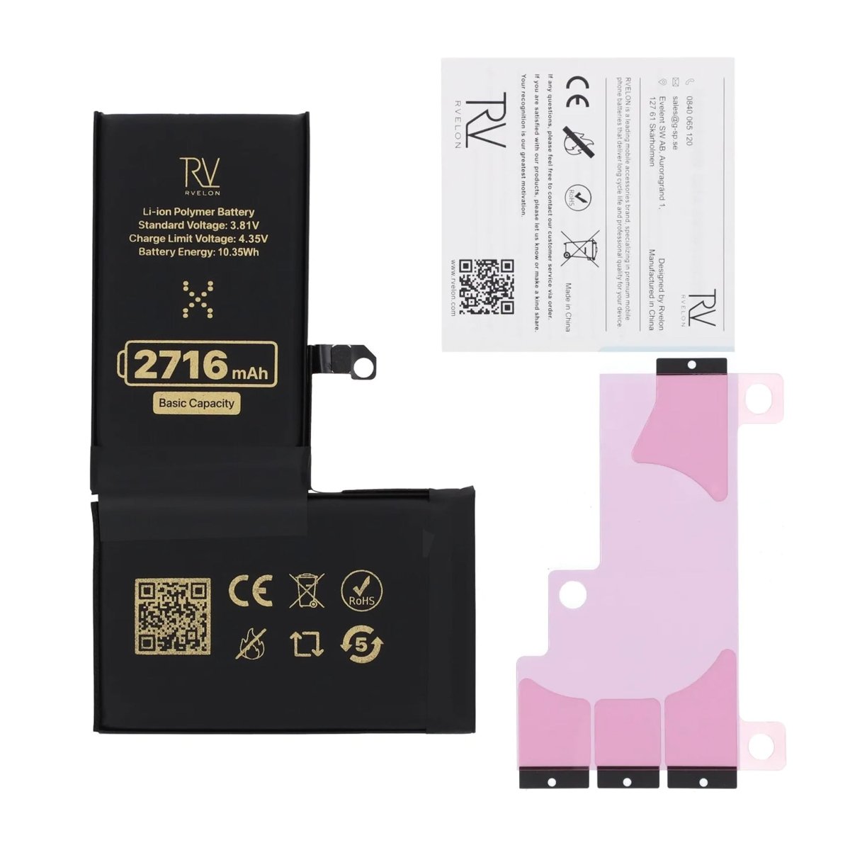 Rvelon Premium Batteri for iPhone X – 2716mAh