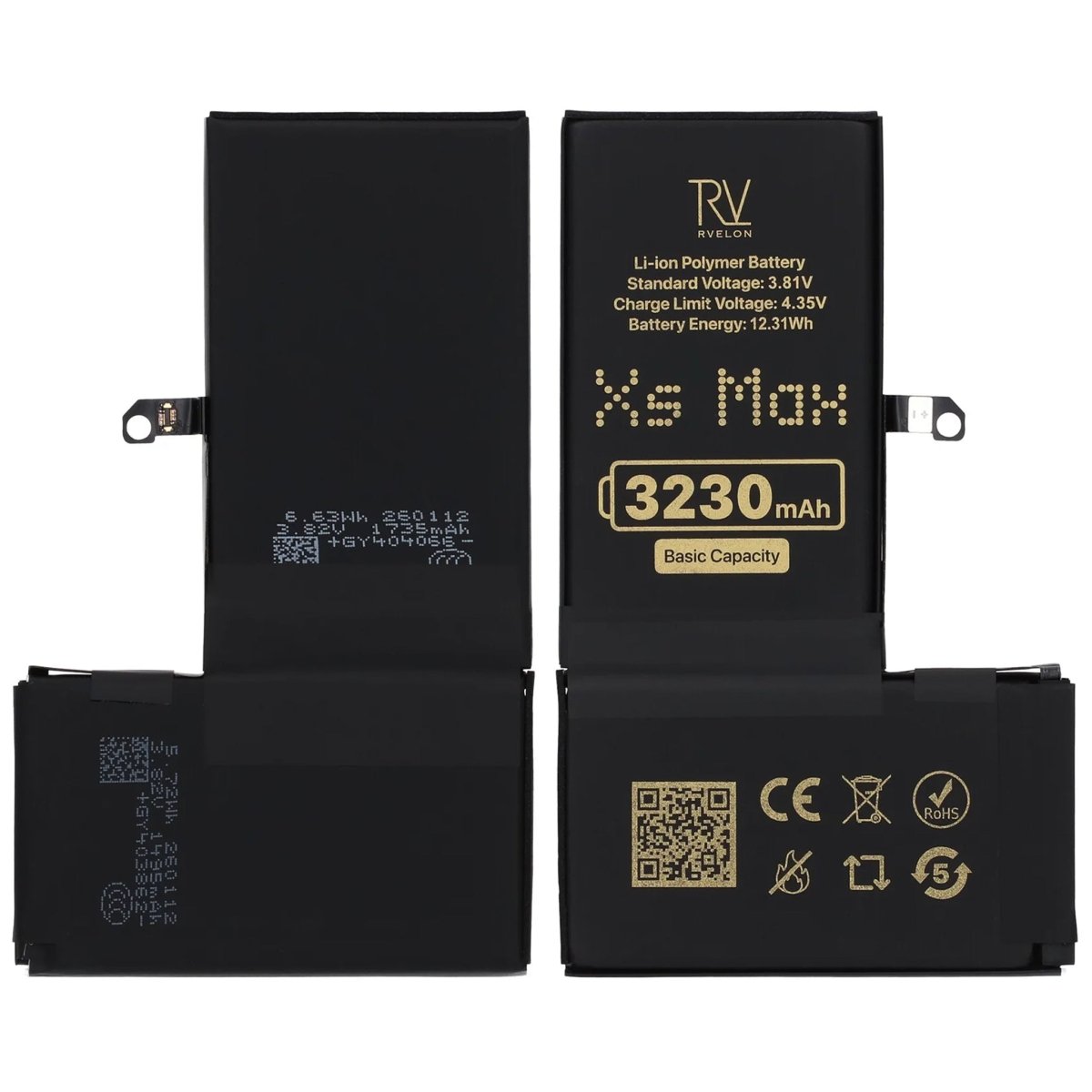 Rvelon Premium Batteri for iPhone XS Max – 3230mAh
