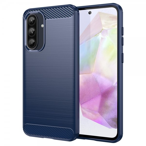 Samsung Galaxy A36/Galaxy A56 Deksel Børstet Karbonfibertekstur Blå