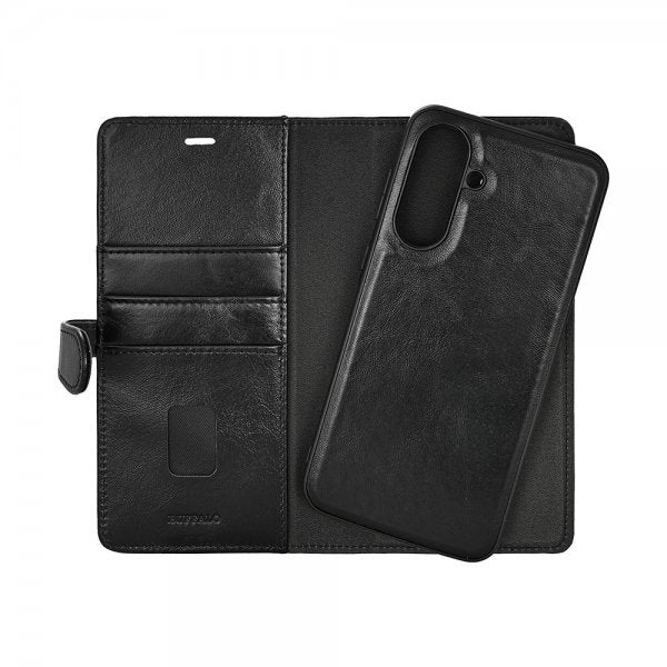 Buffalo Samsung Galaxy A37 Etui 2-i-1 Ekte skinn 3 Kortlomme Svart