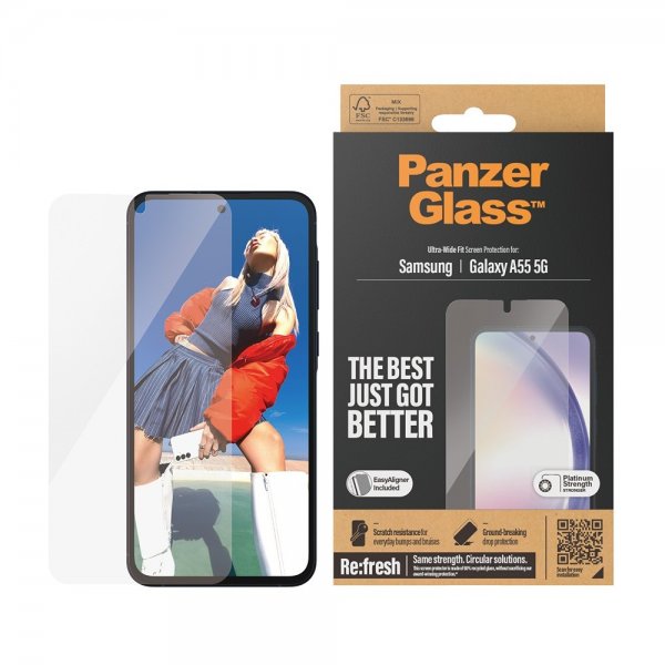 PanzerGlass Samsung Galaxy A55 Skjermbeskytter Ultra-Wide Fit EasyAligner