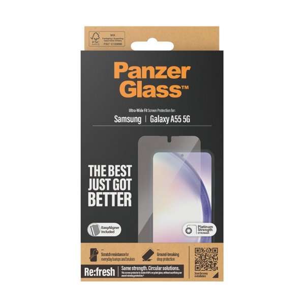 PanzerGlass Samsung Galaxy A55 Skjermbeskytter Ultra-Wide Fit EasyAligner