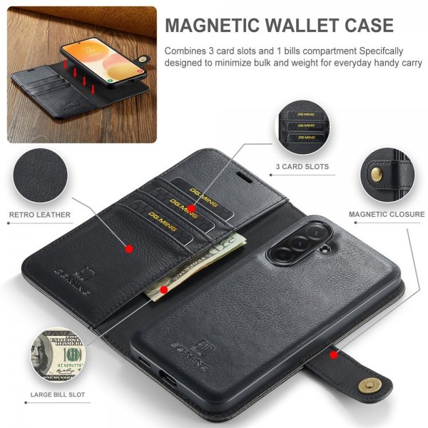 Dg.Ming Samsung Galaxy A57 Etui med Avtagbart Deksel Svart