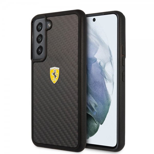 Ferrari Samsung Galaxy S22 Plus Deksel Real Carbon Metal Logo Svart