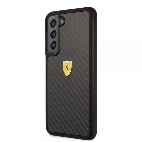 Ferrari Samsung Galaxy S22 Plus Deksel Real Carbon Metal Logo Svart
