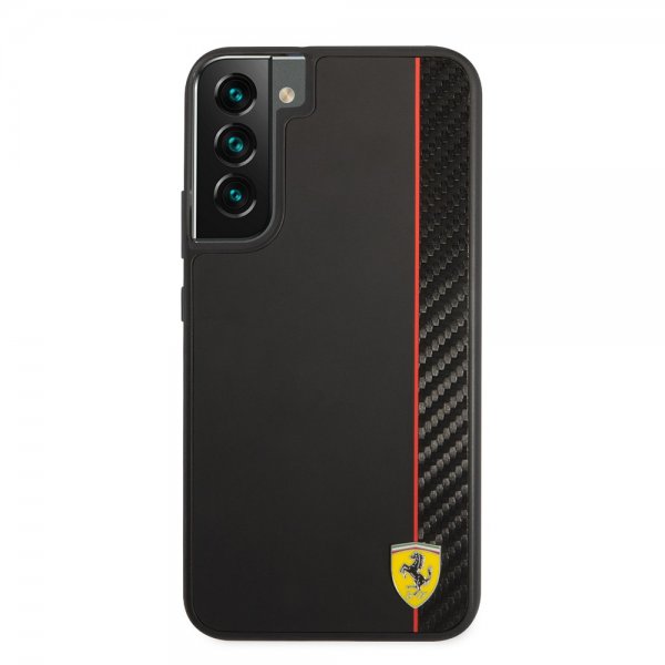 Ferrari Samsung Galaxy S22 Plus Deksel Vertical Stripe Metal Logo Svart