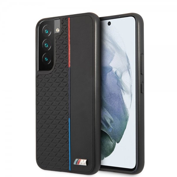 BMW Samsung Galaxy S22 Deksel Triangle Pattern & Tricolor Stripe Svart