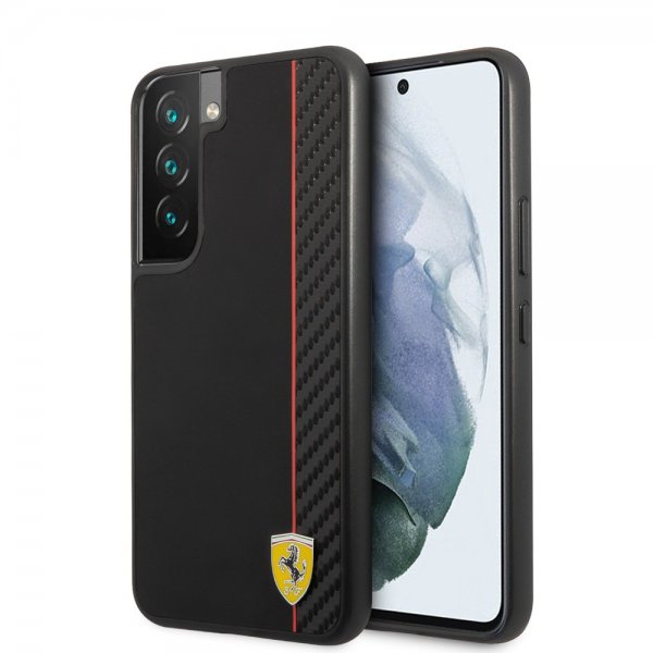 Ferrari Samsung Galaxy S22 Deksel Vertical Stripe Metal Logo Svart