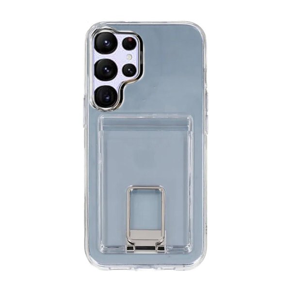 Rvelon Samsung Galaxy S23 Ultra Deksel with Stand Card Holder Transparent