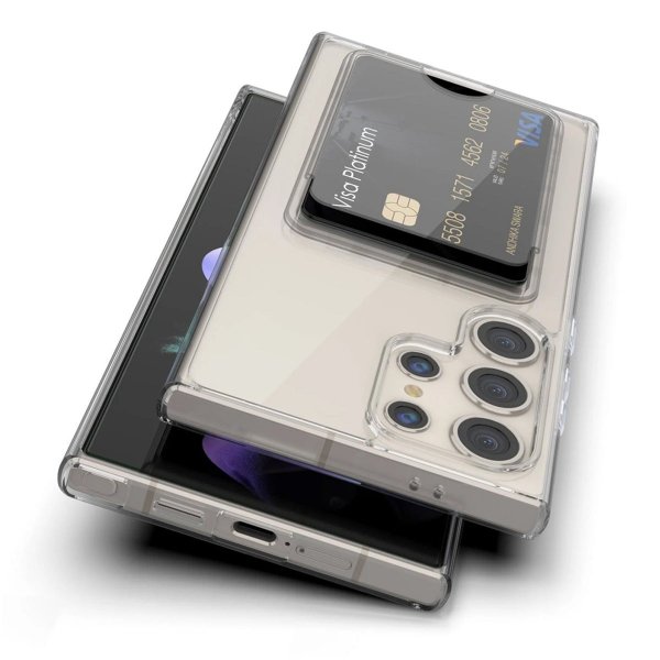 Rvelon Samsung Galaxy S23 Ultra Deksel Kortholder Transparent