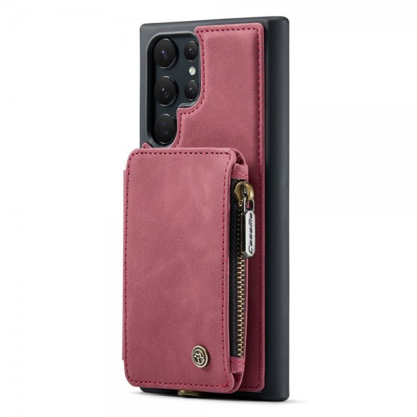 CaseMe Samsung Galaxy S23 Ultra Deksel C20 Kortlomme Glidelås Rød