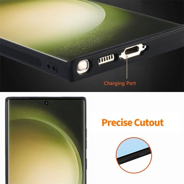 ENKAY Samsung Galaxy S23 Ultra Deksel med Skjermbeskytter Skinntekstur Lilla