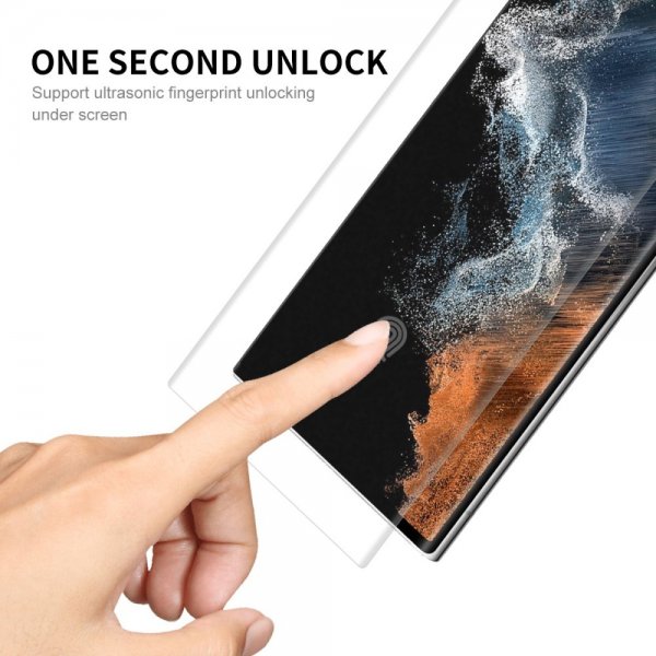 ENKAY Samsung Galaxy S23 Ultra Deksel med Skjermbeskytter Skinntekstur Lilla