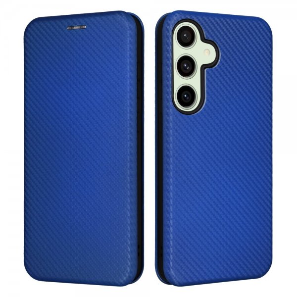 Samsung Galaxy S24 FE Etui Karbonfibertekstur Blå
