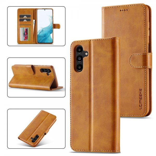 Lc.Imeeke Samsung Galaxy S24 FE Etui med Kortlomme stativfunksjon Lysebrun