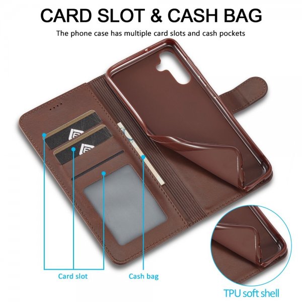 Lc.Imeeke Samsung Galaxy S24 FE Etui med Kortlomme stativfunksjon Mørkebrun