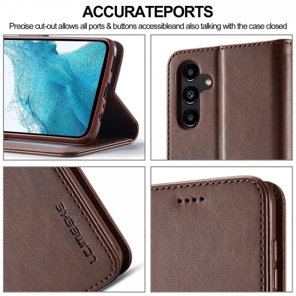 Lc.Imeeke Samsung Galaxy S24 FE Etui med Kortlomme stativfunksjon Mørkebrun