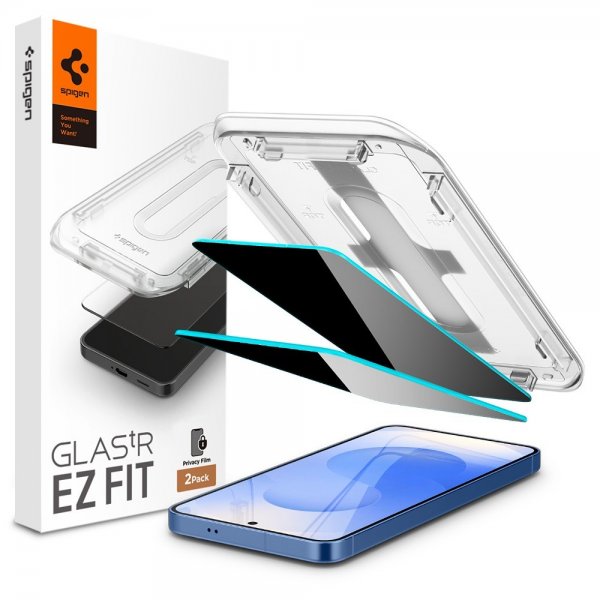 Spigen Samsung Galaxy S24/Galaxy S25 Skjermbeskytter GLAS.tR EZ Fit Privacy 2-pakning