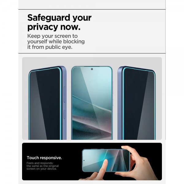 Spigen Samsung Galaxy S24/Galaxy S25 Skjermbeskytter GLAS.tR EZ Fit Privacy 2-pakning
