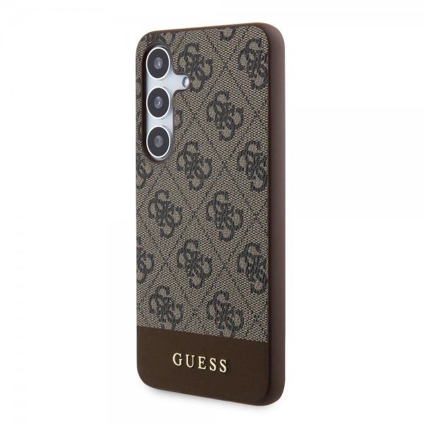 Guess Samsung Galaxy S24 Plus Bottom Stripe Metal Logo Brun